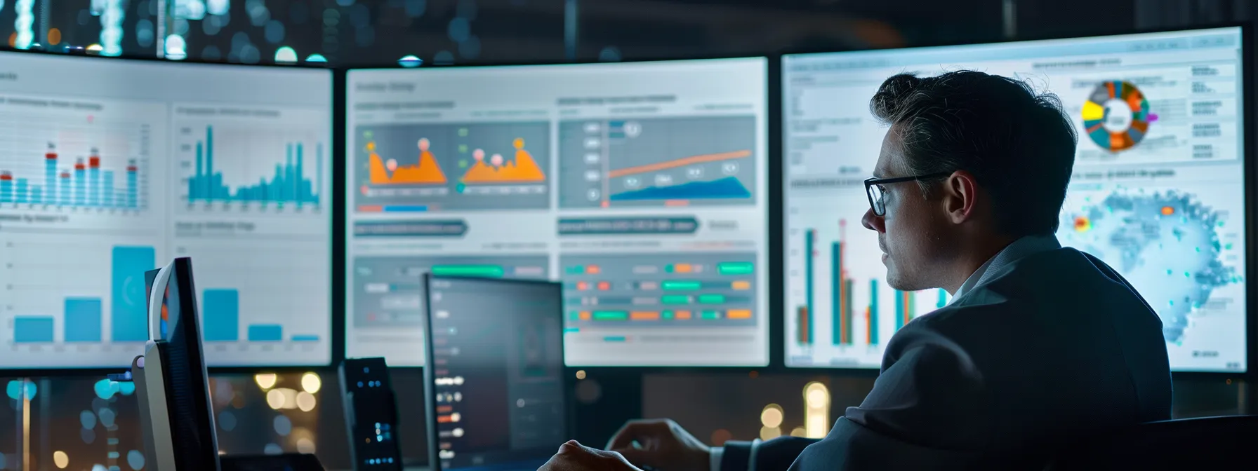 a brand manager analyzing a graph showing engagement metrics and audience growth on a computer screen.