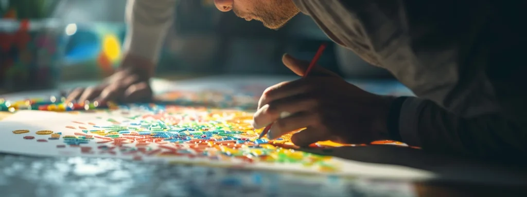 an artist delicately arranging vibrant words on a blank canvas to create eye-catching subject lines.