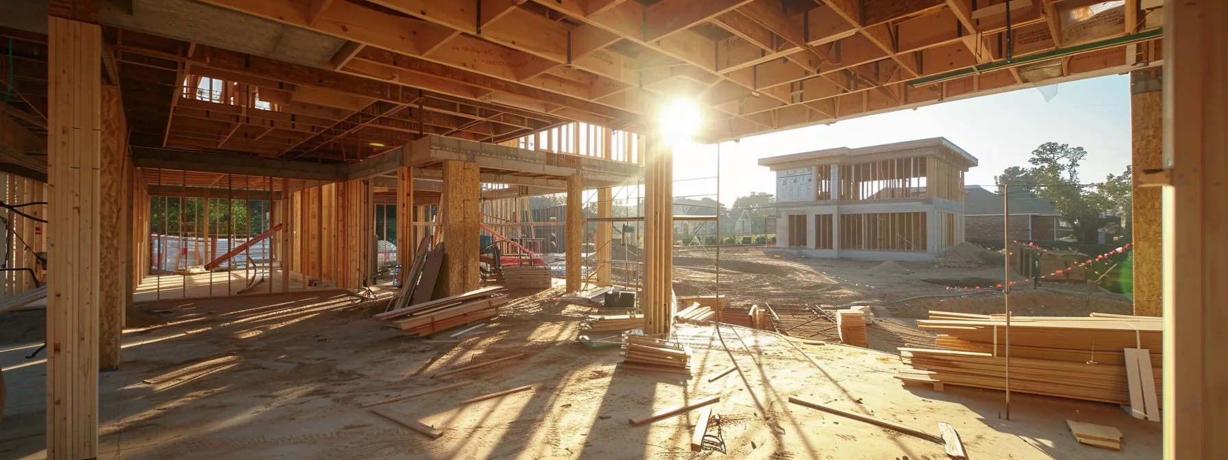 a stunning photo of a modern, beautifully designed home construction site with engaging visuals to attract more visitors.