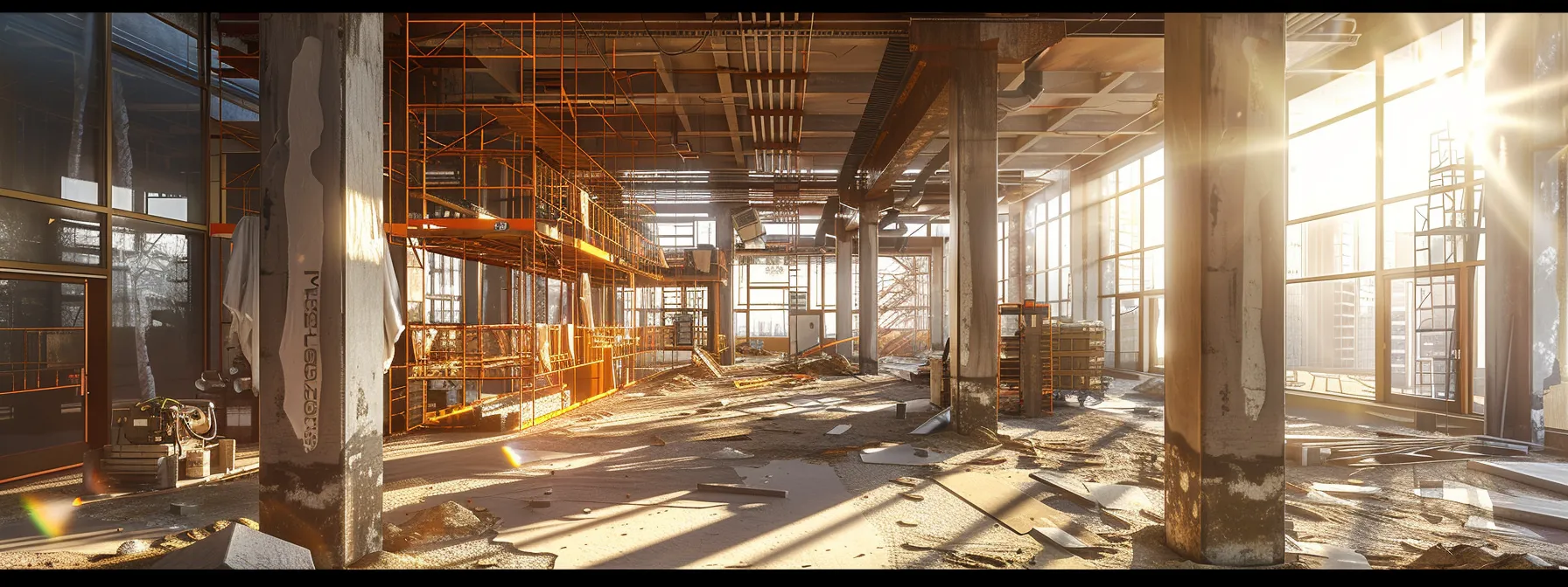 a construction site surrounded by a sea of trending hashtags and location tags, showcasing the power of strategic social media marketing for home builders.