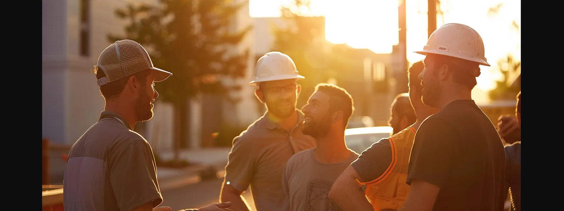 a group of home builders engaging in lively conversation and collaboration during a community event on instagram.