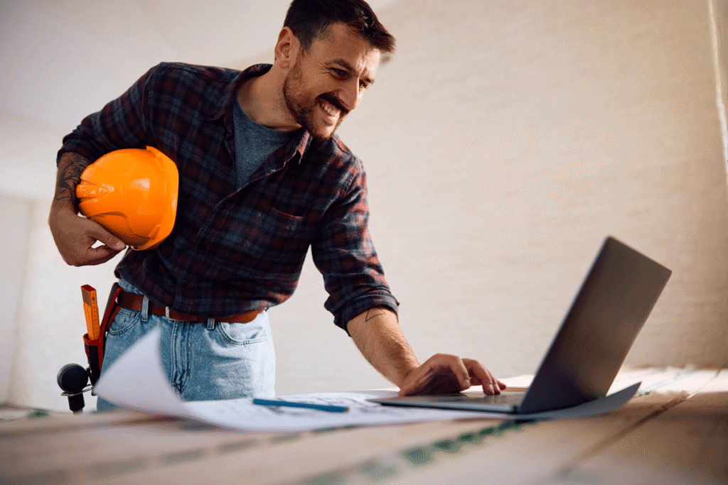 Local home builder launching Belleville Facebook advertising campaign on laptop